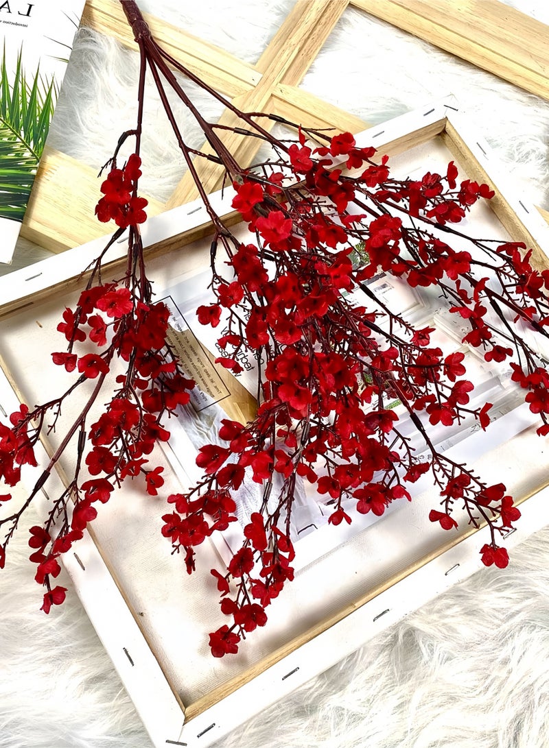 Baytak 5 Pieces Artificial Flowers, Fake Flowers for Vase Decoration,Red Baby's Breath for Home Decor,Artificial Flower Bouquet, All-Purpose Artificial Flower Decor for Indoor and Events,51cm - Image 3